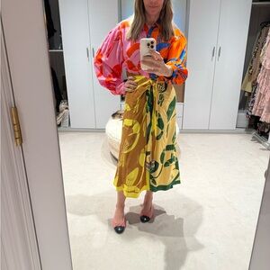 Farm Rio Colorful Patterned belted midi dress